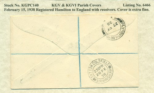 KGV & KGVI Parish Covers Hamilton February 15, 1938 KGPC 140