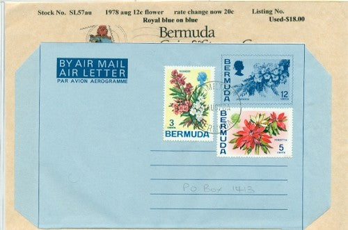 1978 Aug 12c flower rate to 20c royal blue on blue - used