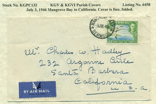 KGV & KGVI Parish Covers Mangrove Bay July 3, 1946 KGPC 132