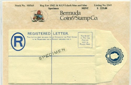 1942 Reg.Env. KGVI Specimen