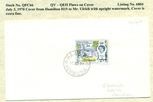 QV-QEII Flaws on Cover July 3, 1970 upright watermark QFC 66