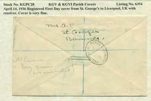 KGV & KGVI Parish Covers St. George's April 14, 1936 KGPC 28
