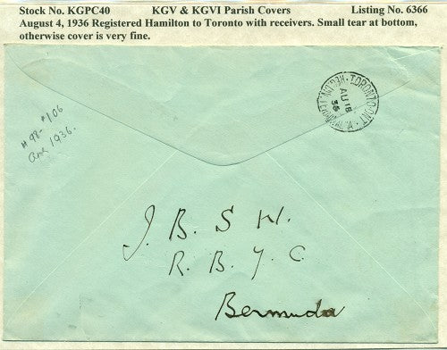 KGV & KGVI Parish Covers Hamilton August 4, 1936 KGPC 40