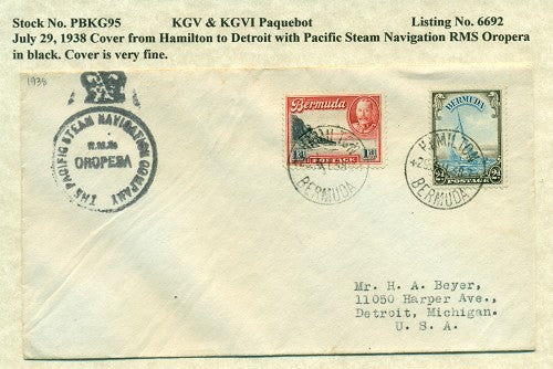 Paquebot Mail from July 29, 1938 PBM 95