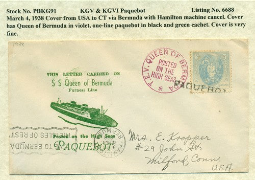 Paquebot Mail from March 4, 1938 PBM 91