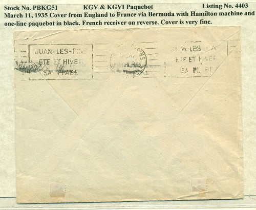 Paquebot Mail from March 11, 1935