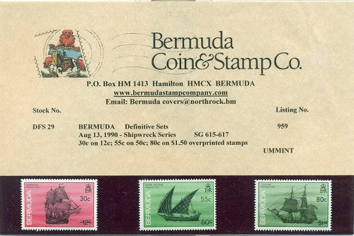 Shipwrecks 1990 overprints - 3 stamps