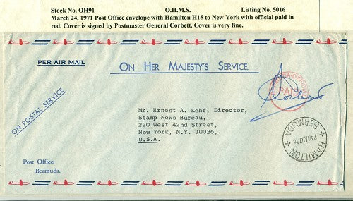 OHMS P.O. envelope March 24, 1971