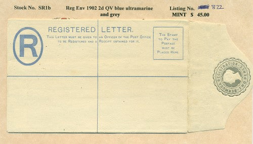 1902 Registered env. 2d queen vic. -SR1b