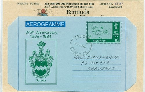1984 Jan 30c map green on pale blue - used