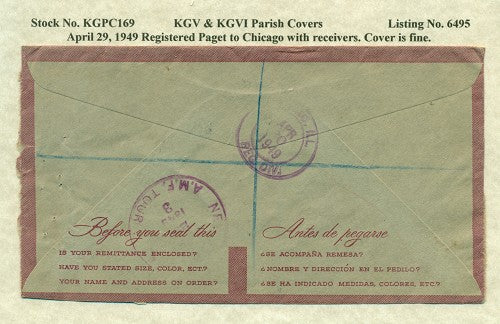 KGV & KGVI Parish Covers Paget April 29, 1949 KGPC 169