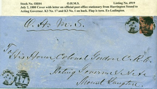 OHMS Harrington Sound- Acting Governor July 2, 1880