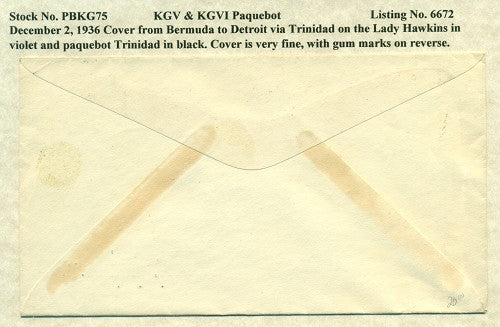 Paquebot Mail from December 2, 1936 PBM 75