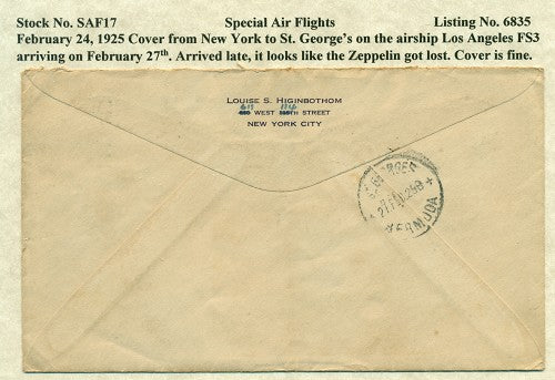 Special Air Flights 2/24/1925 SAF 17