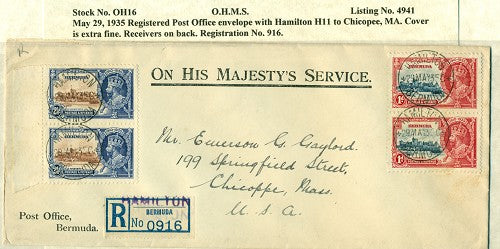 OHMS Hamilton H11- Hamilton P.O. envelope May 29, 1935