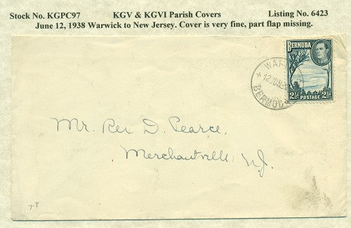 KGV & KGVI Parish Covers Warwick June 12, 1938 KGPC 97