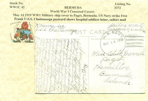 May 14, 1919 ship cover to Paget, Bermuda