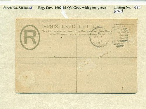 1902 Registered env. 2d queen vic.USED