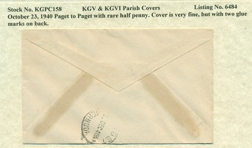 KGV & KGVI Parish Covers Paget October 23, 1940 KGPC 158