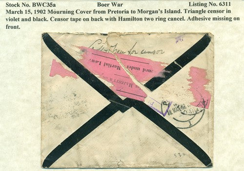 Boer War Cover - March 15, 1902 BWC 35A