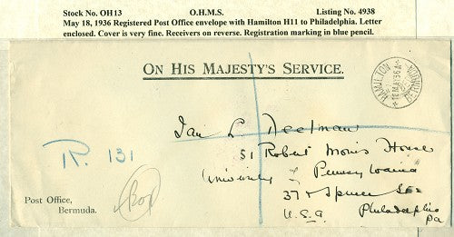 OHMS Hamilton H11- Hamilton P.O. envelope May 18, 1936
