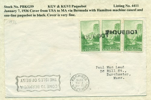 Paquebot Mail from January 7, 1936