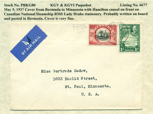 Paquebot Mail from May 9, 1937 PBM 80