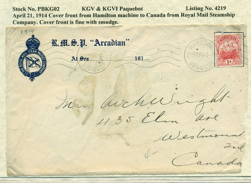 Paquebot Mail from April 21, 1914