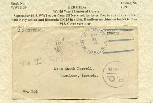 September 1918 US Navy soldier letter