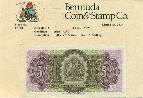 Qe2 2nd series 1957 5/- Note