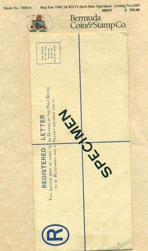 1942 Reg. Env. KGVI 3d Specimen long