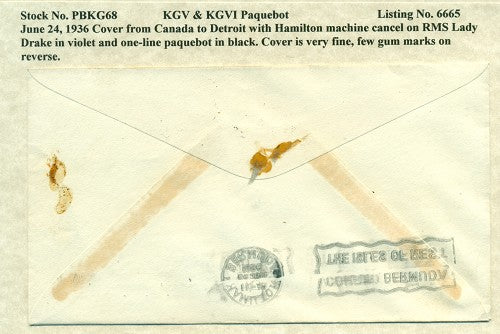 Paquebot Mail from June 24, 1936 PBM 68