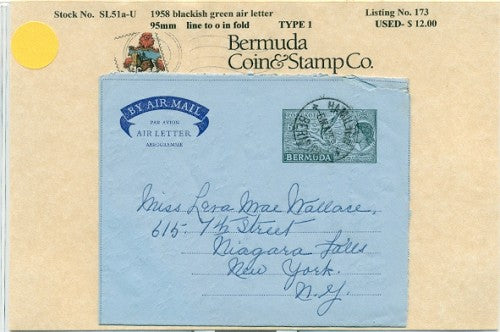 1958 6d blackish green air letter - used