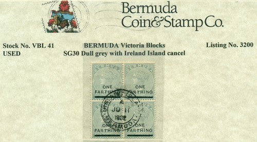 1/4d on 1/- dull grey - used ireland island