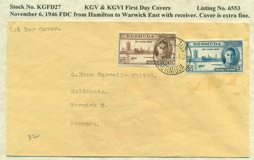 KGV & KGVI FDC Covers 11/6/1946 KG6C 27