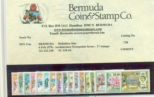 1970 Architecture overprints, set 17 stamps