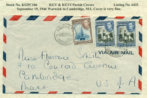 KGV & KGVI Parish Covers Warwick September 19, 1946 KGPC 106