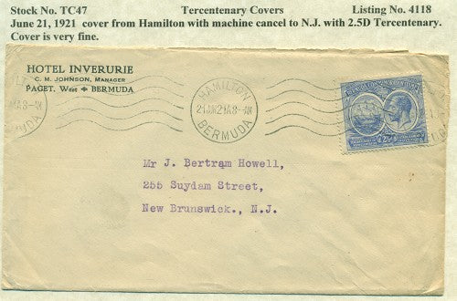 Tercentenary Cover small machine cancel