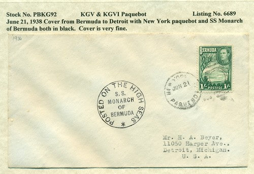 Paquebot Mail from June 21, 1938 PBM 92