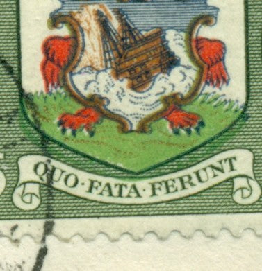QV-QEII Flaws on Cover December 14, 1955 green shift QFC 23