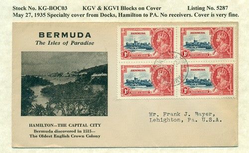 KGV & KGVI Blocks on Cover #5287