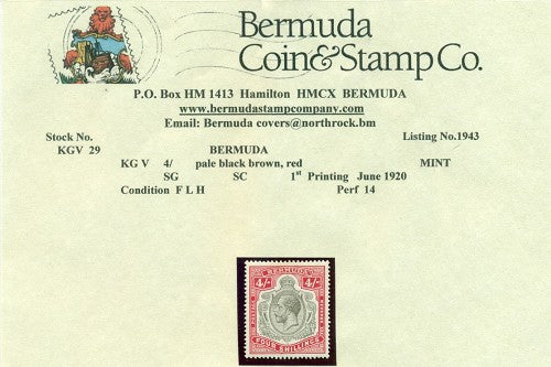 4/- 1st printing June 1920 - FLH -KGV29