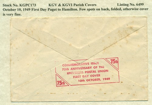 KGV & KGVI Parish Covers Paget October 10, 1949 KGPC 173