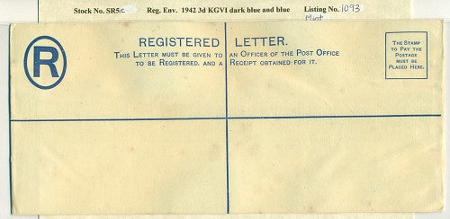 1942 Reg.Env.KGVI 3d long