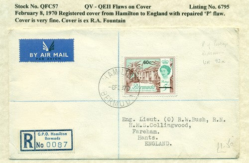 QV-QEII Flaws on Cover repaired P QFC 57