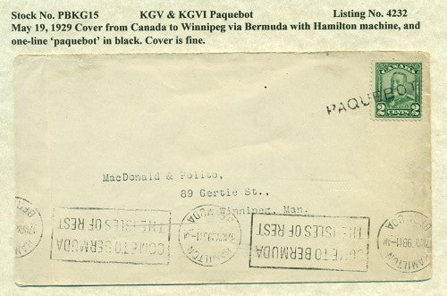 Paquebot Mail from May 19, 1929