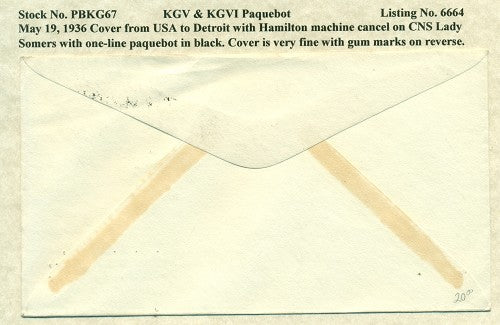 Paquebot Mail from May 19, 1936 PBM 67