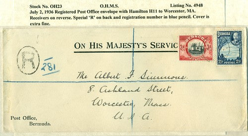 OHMS Hamilton H11- Hamilton P.O. envelope July 2, 1936