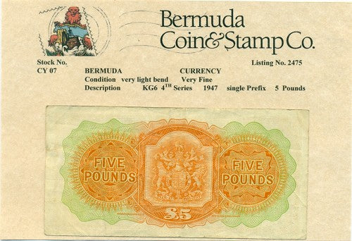 KGVI 4th series 1947 5 Pound Note