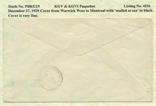 Paquebot Mail from December 27, 1929